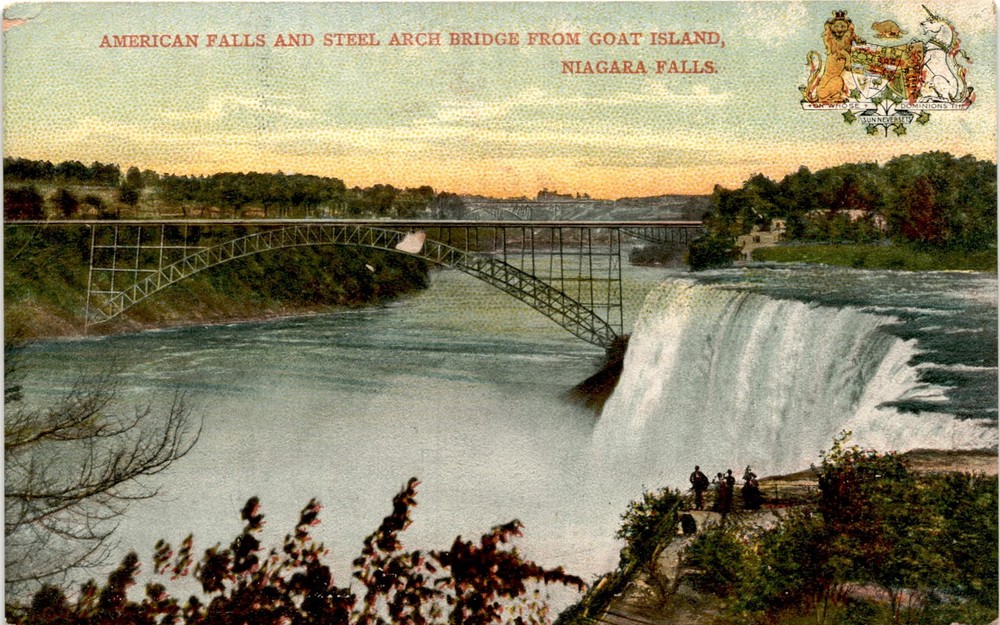AMERICAN FALLS, STEEL ARCH BRIDGE, GOAT ISLAND, NIAGARA FALL Postcard
