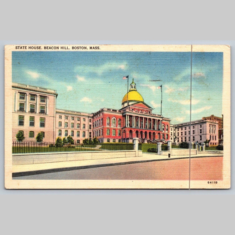 Postcard State House Beacon Hill Boston MA 1938 Architecture