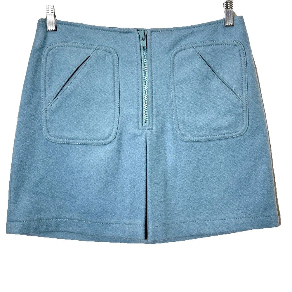 Vtg Y2K GAP Mini Skirt Blue 4 Academia Preppy 90s Grunge Mod Retro Wool Blend