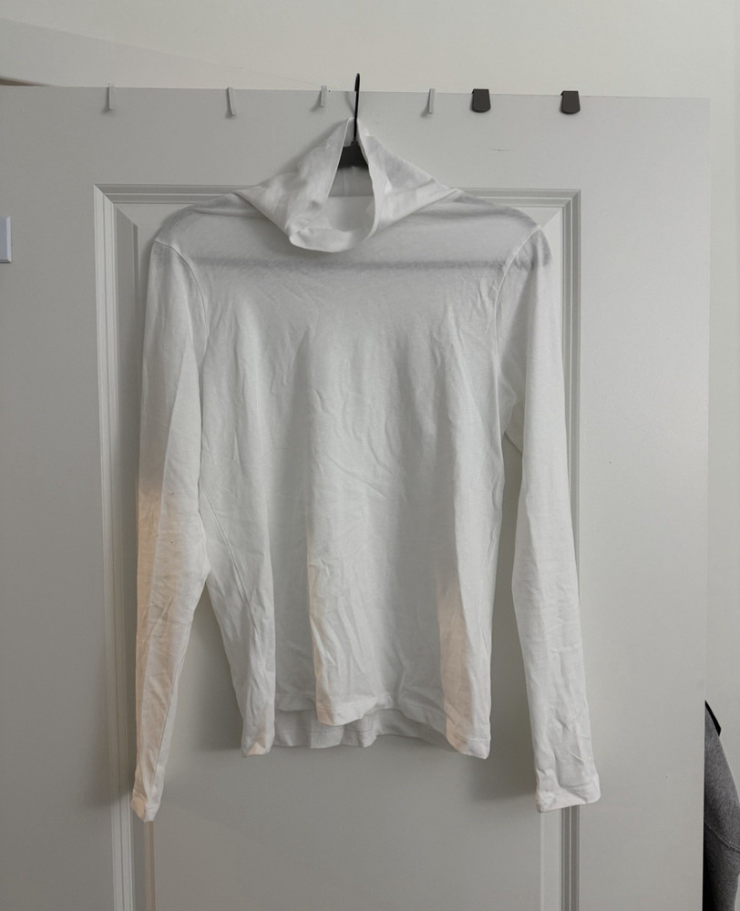 Womens White Knit Turtleneck Long Sleeve J.Crew Top Size M