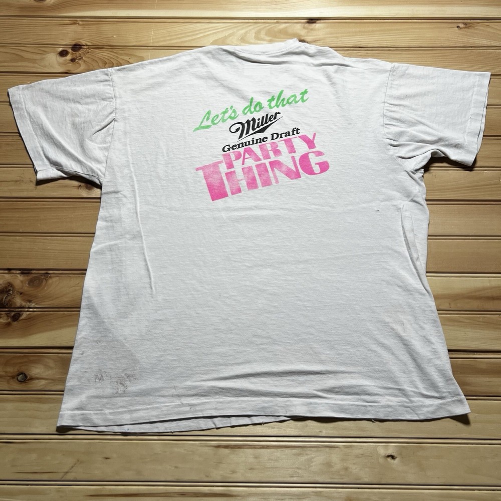 Vintage 80s MGD Miller Genuine Draft Do That Party Thing Neon Beer Shirt Size XL