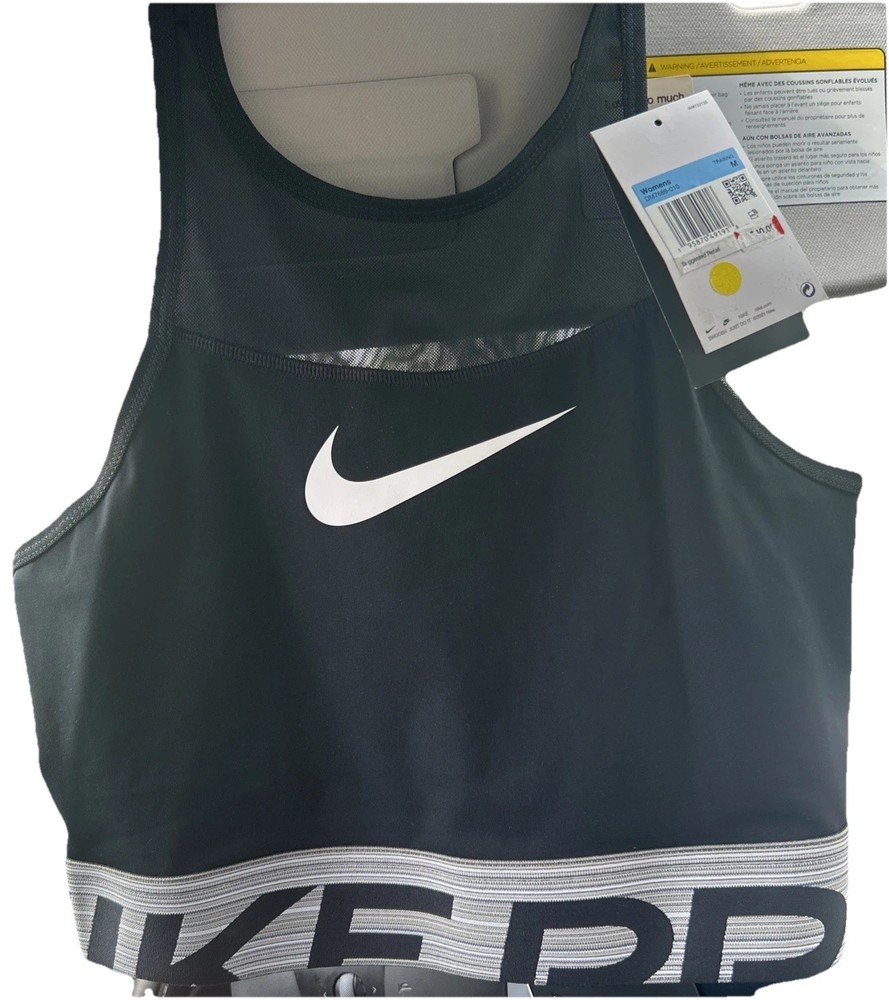NWT Women's Medium Nike Pro DM7689 Dri-Fit TIGHT FIT Crop Tank Sports Bra NEW