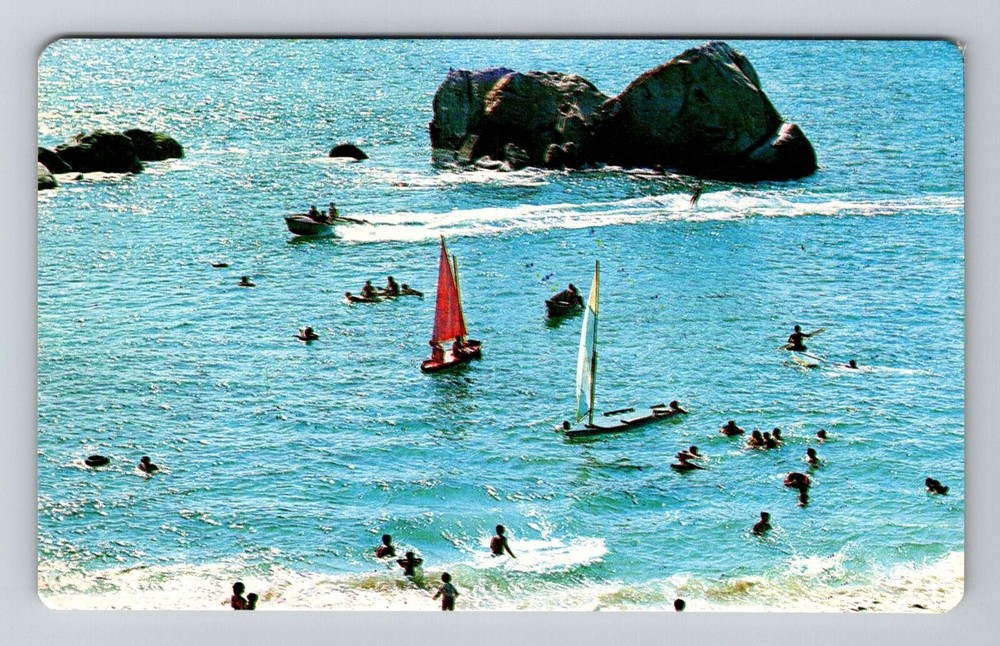 Acapulco-Guerrero, La Condesa Beach, Playa La Condesa, Vintage Postcard
