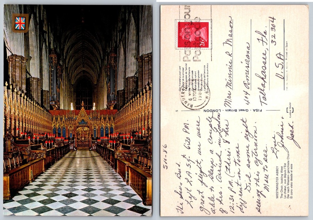 Westminster Abbey Choir London UK 1980 Postcard Historic Architecture
