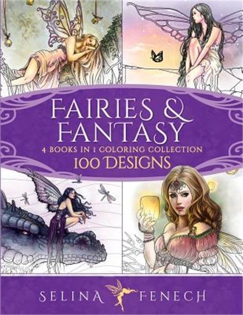 Fairies and Fantasy Coloring Collection: 4 Books in 1 - 100 Designs (Paperback o