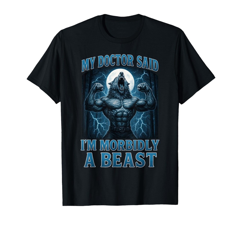 Funny Graphic Tee for Men Women Teens Alpha Wolf Beast Meme T-Shirt (1)
