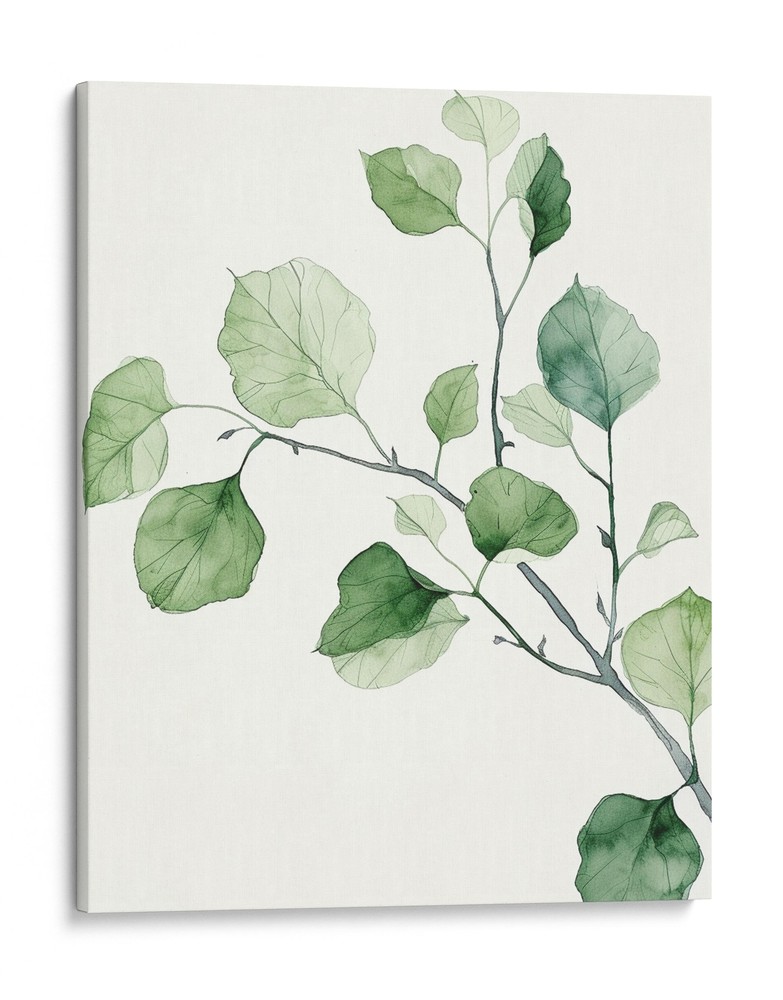 Botanical Leaf Art Canvas Print, Modern Home Wall Decor, Greenery