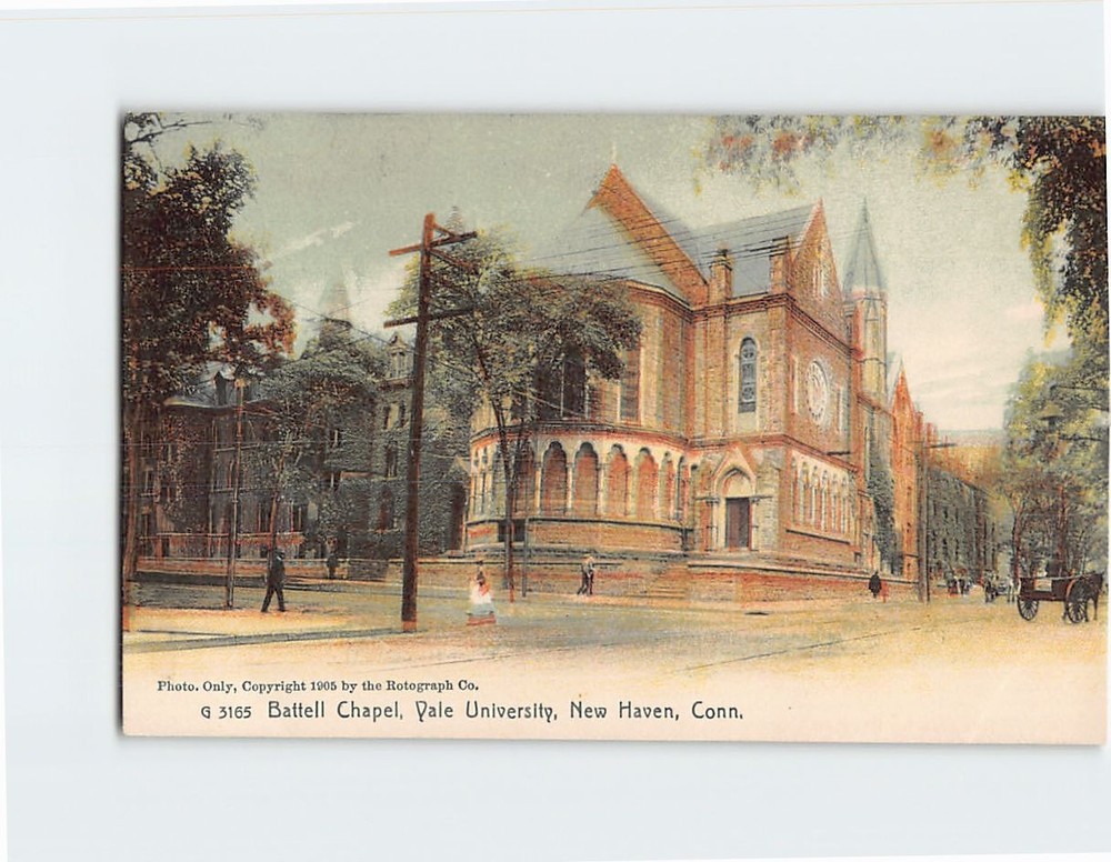 Postcard Battell Chapel Yale University New Haven Connecticut USA