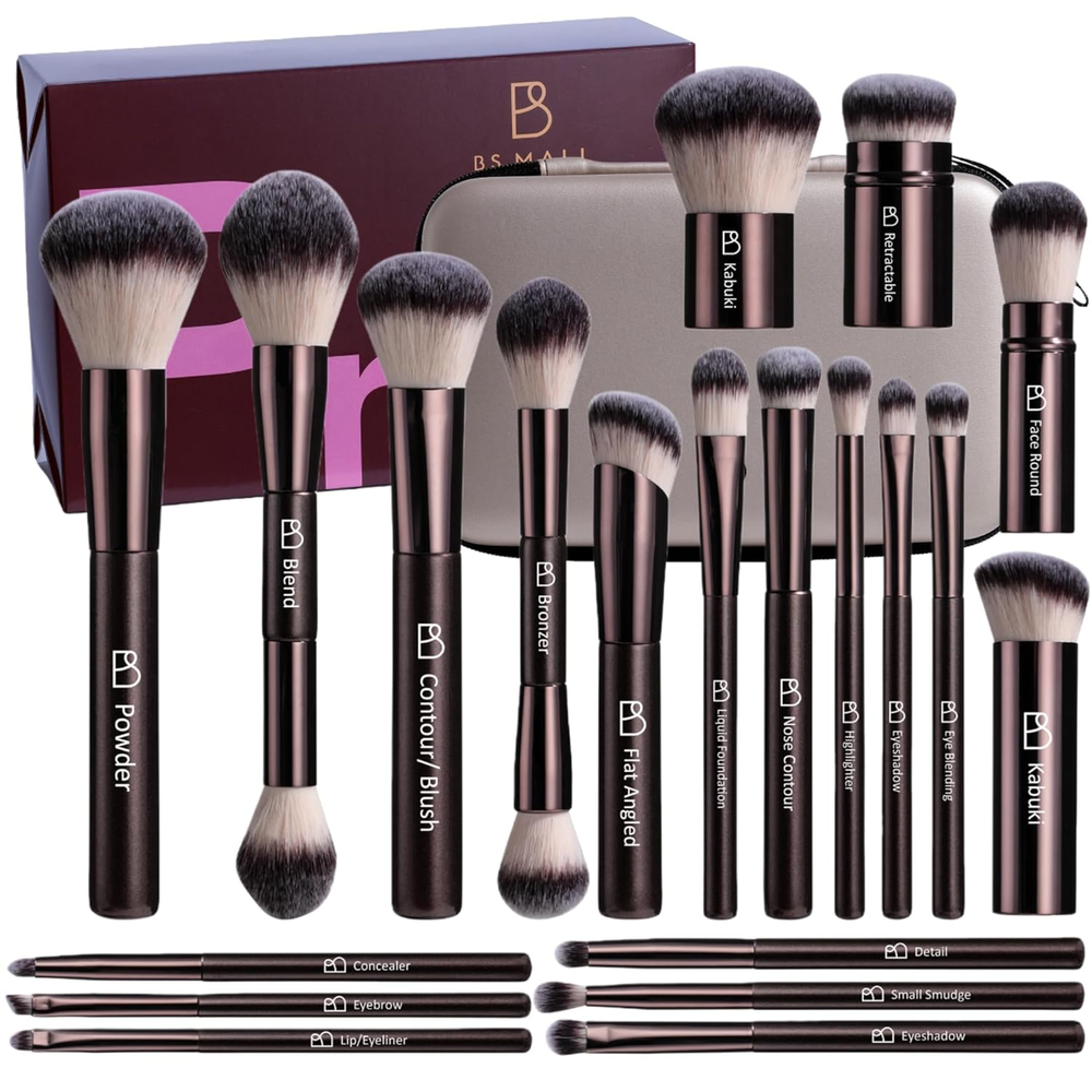 Professional Makeup Brushes  with Travel Case - Kabuki Brush Eyeshadow Brush, Co