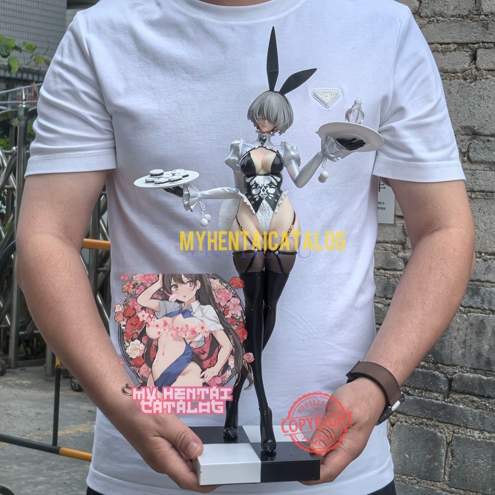 1/4 Scale 45CM NEW Sexy Server BunnyGirl Black Heels 2 Heads Hentai Figure NEW ❤
