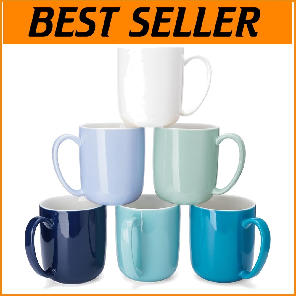 Elegant Functional 6-Piece 20oz Porcelain Coffee Mug Set Perfect Gift
