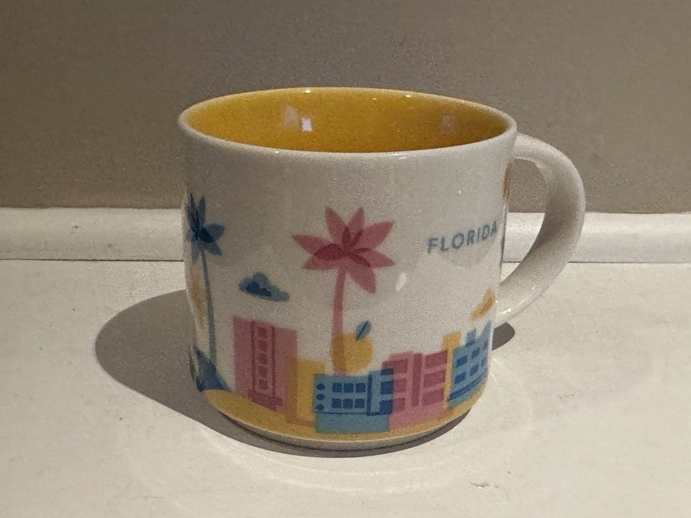Starbucks White Coffee Mug Cup 14 Oz Florida You Are Here Collection Ceramic