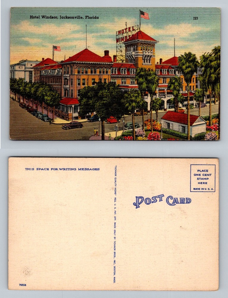 Jacksonville, FL-Florida, Hotel Windsor Downtown Street View Vintage Postcard