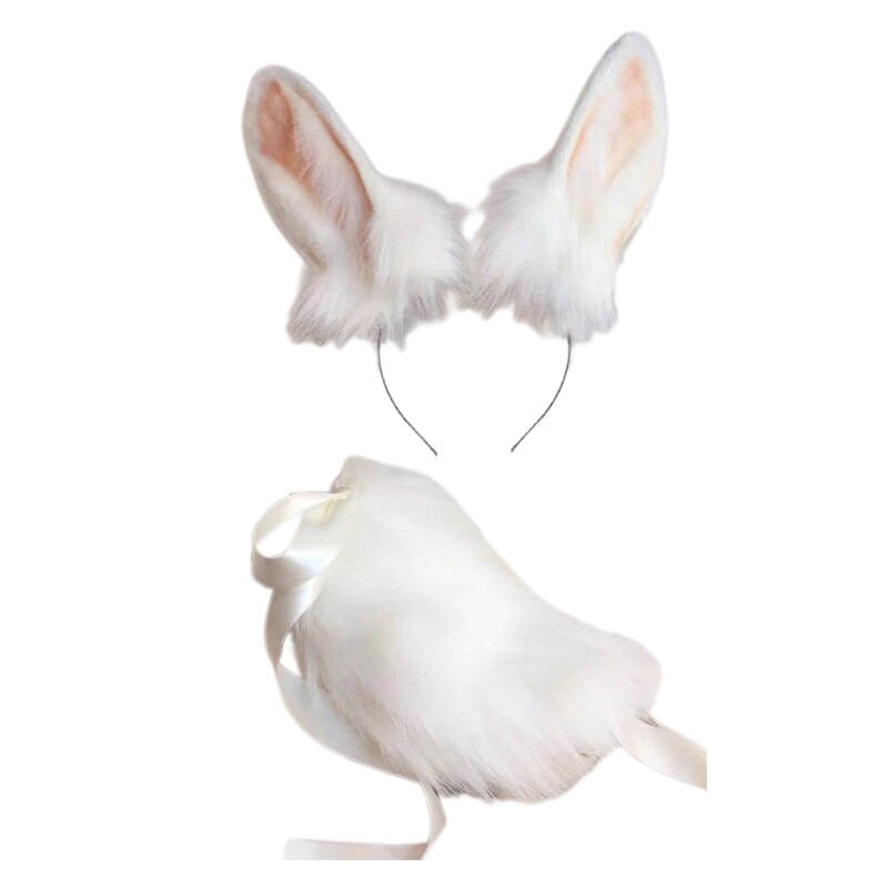 Handmade Anime Rabbit-Ears Cosplay Headband for Halloween and Role Playing
