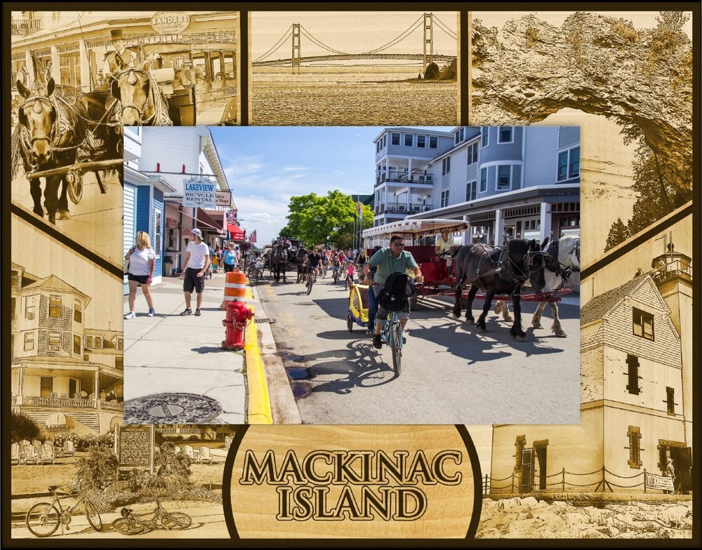 Mackinac Island Michigan Laser Engraved Wood Picture Frame Landscape (4 x 6)