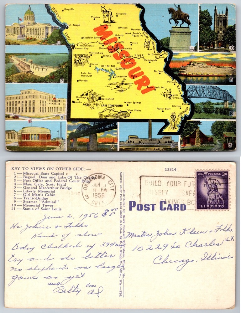 Missouri Map Landmarks Collage Postcard