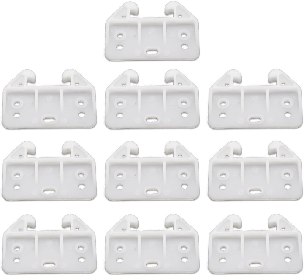 Set of 10 White Plastic Drawer Guides Sturdy Rear Drawer Replacement Brackets