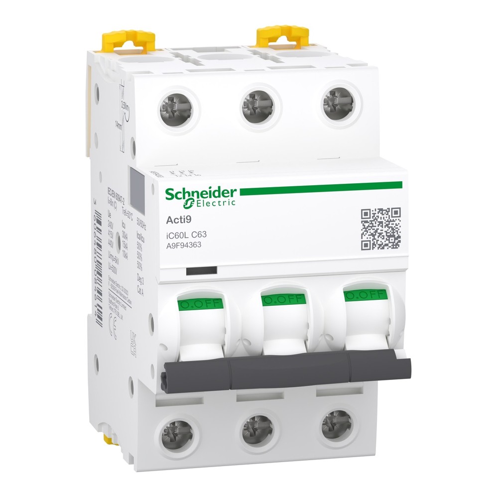 Schneider A9F94363 - iC60L 3P 63A C - Made in France