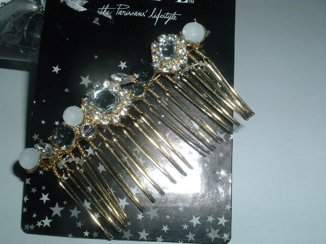 NEW ELLE FRENCH RHINESTONE FRENCH SIDE SLIDE HAIR COMB NEW W TAG 3