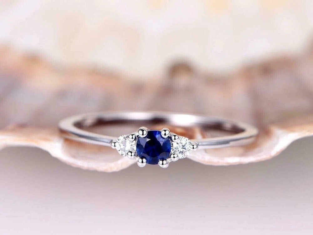 Women's 1Ct Lab Sapphire Wedding Ring in 14K White Gold
