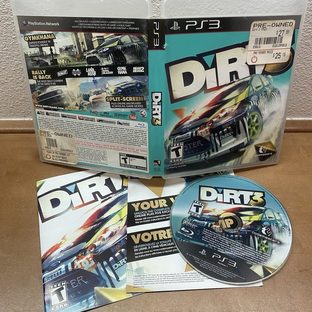 Dirt 3 (Sony Playstation 3, 2011) Ps3  With Manual PlayStation 3 Complete