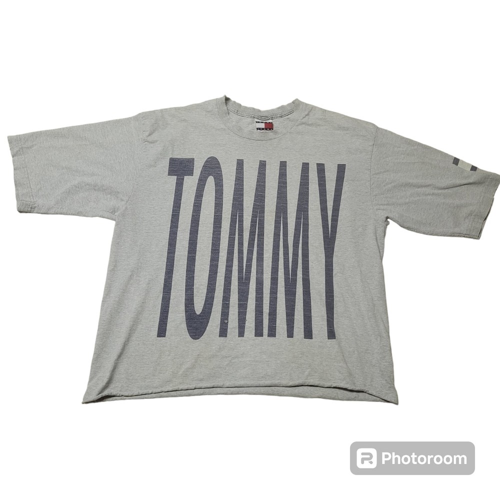 Tommy Hilfiger 90s USA Distressed Crewneck Spellout Double-Sided Tee  