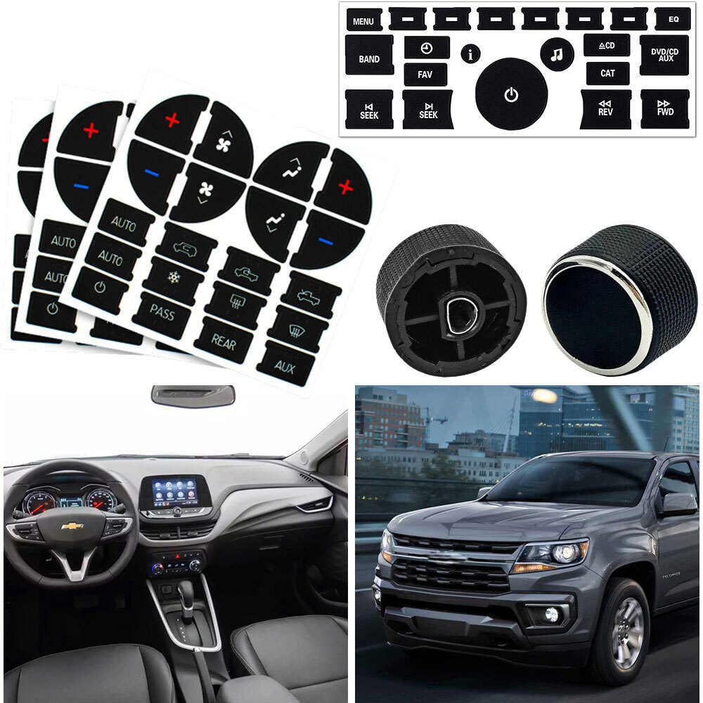 Rear Radio Volume Control Knob + Radio A/C Climate Control Button Repair Sticker