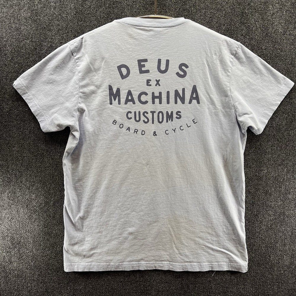 Deus Ex Machina Custom Motorcycles Los Angeles California Shirt XL Light Blue