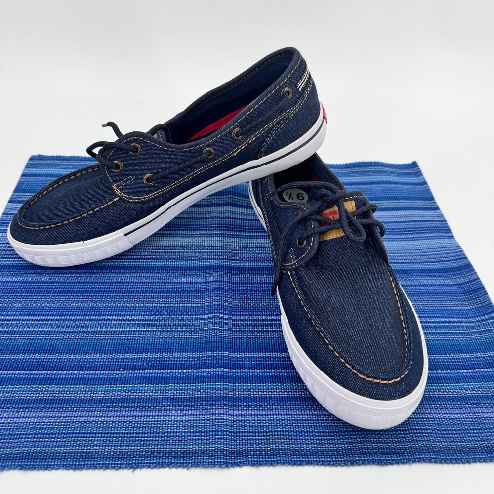 Levi's Boat Shoes Mens 9.5 EUR 43 Coastal Nautical Blue Lace Up GREAT CONDITION