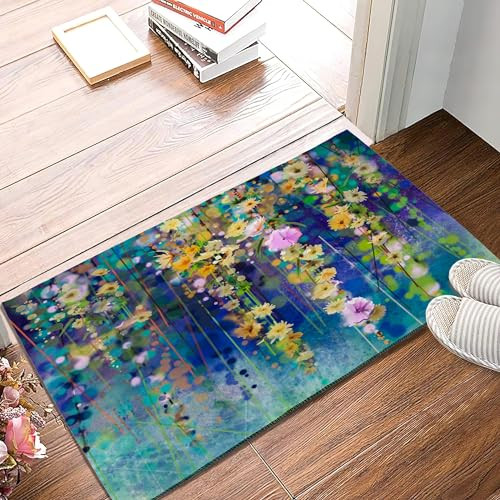 Abstract Floral Watercolor Vintage Rustic Door Welcome Mat