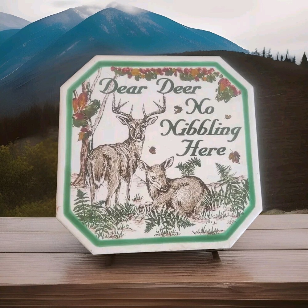Custom Ceramic Wall ART Trivet Tile DEER Nibbling