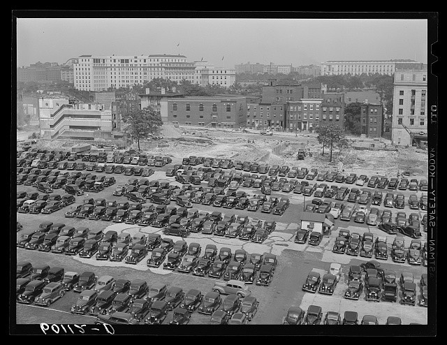 Photo:Washington D.C. Government Employees Parking Lot 1939 Cars Downtown