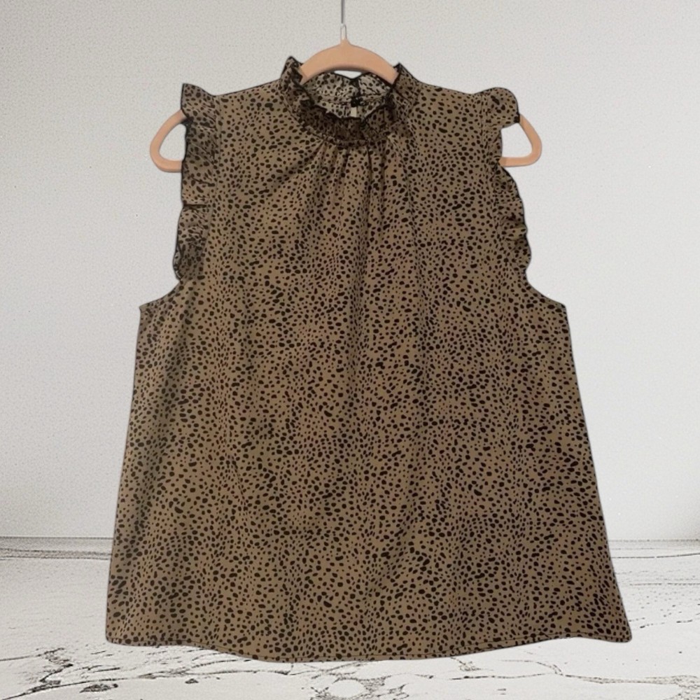 Shein Ruffle Animal Print Top Women’s Size Large Boho Holiday Party Casual