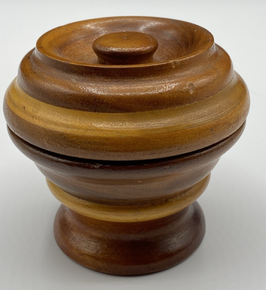 Vintage MCM Walnut Hand Turned Footed Pedestal Bowl Centerpiece Vase