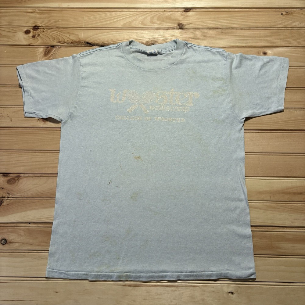 Vintage 80s Champion Tag College of Wooster Tennis Camp Shirt Size XL