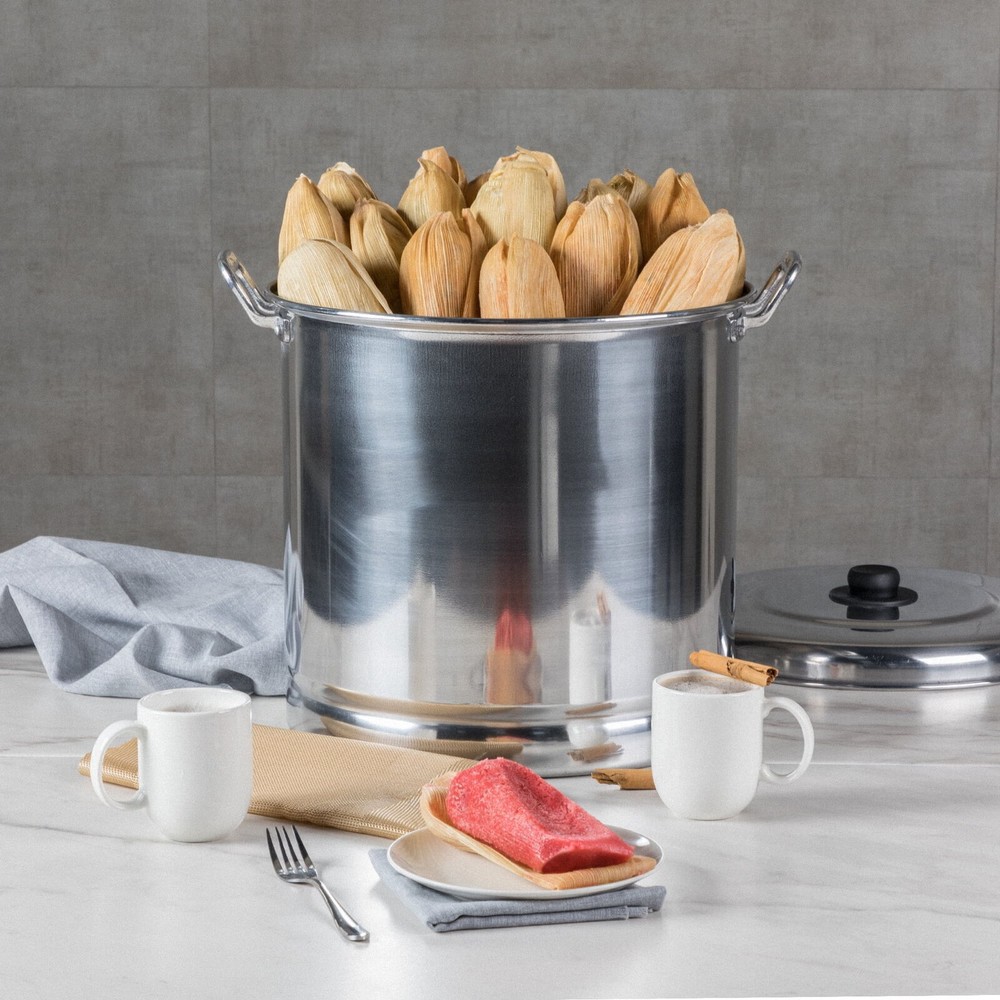 27.5 Quart Aluminum Steamer Stock Pot with Lid Easy to Clean for Cooking
