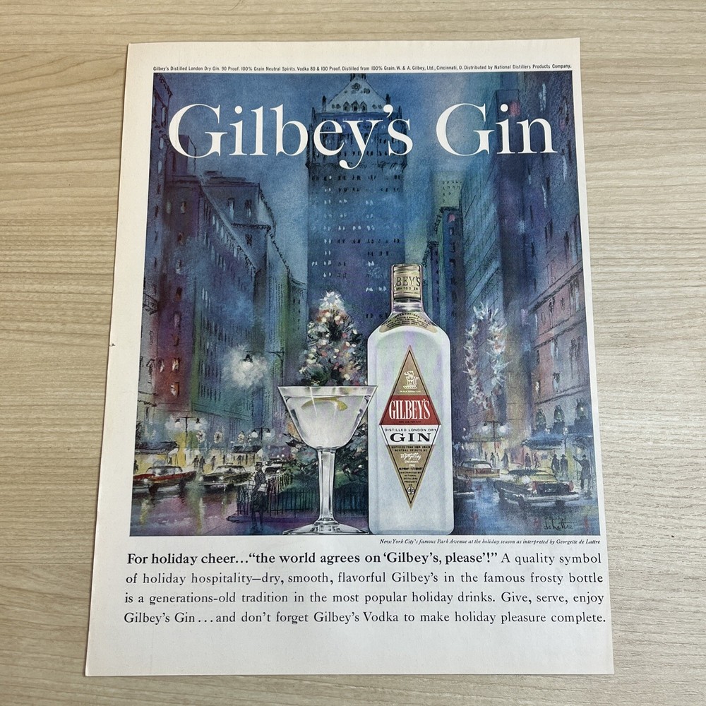 Gilbey's Gin Distilled London Dry 1960 Vintage Print Ad Life Magazine