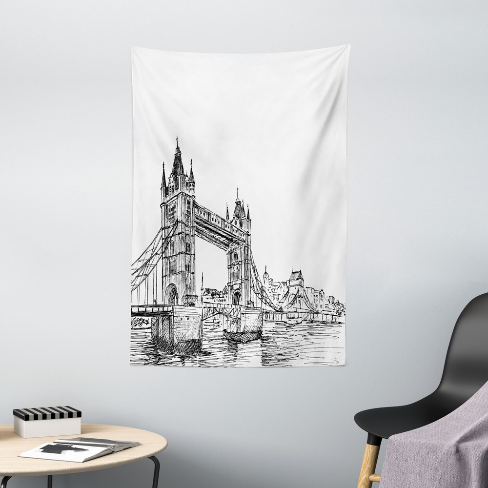 London Tapestry Tower Bridge UK Scenery Print Wall Hanging Decor
