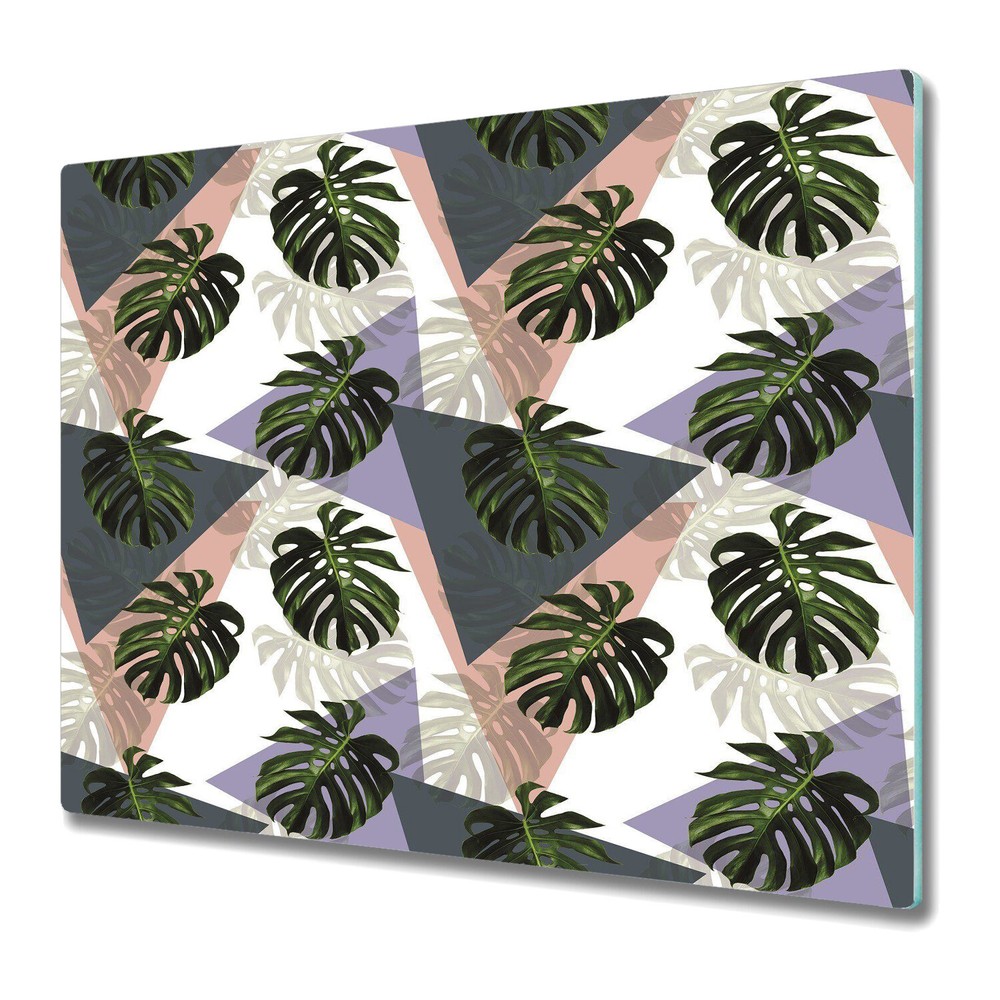 Tempered Glass Worktop Saver Colourful Monstera Tropical 60x52