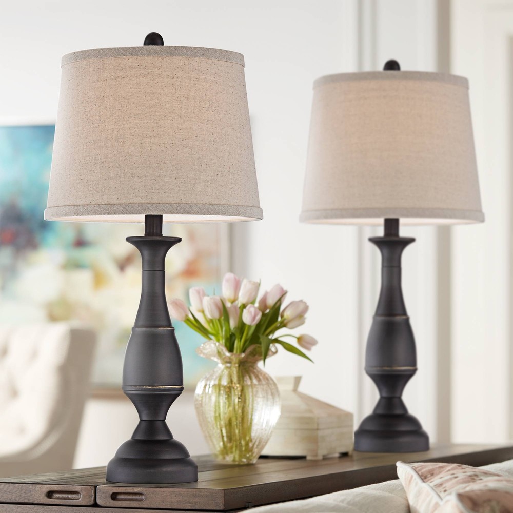 Regency Hill TT052203 Dark Bronze Metal Table Lamp Set  