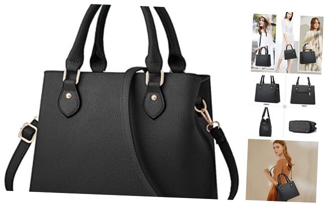 CHICAROUSAL Purses and Handbags for Women Leather Crossbody Bags Black Cc