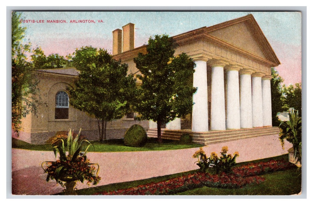 Curtis Lee Mansion Front and Gardens Arlington Virginia VA UNP DB Postcard R29