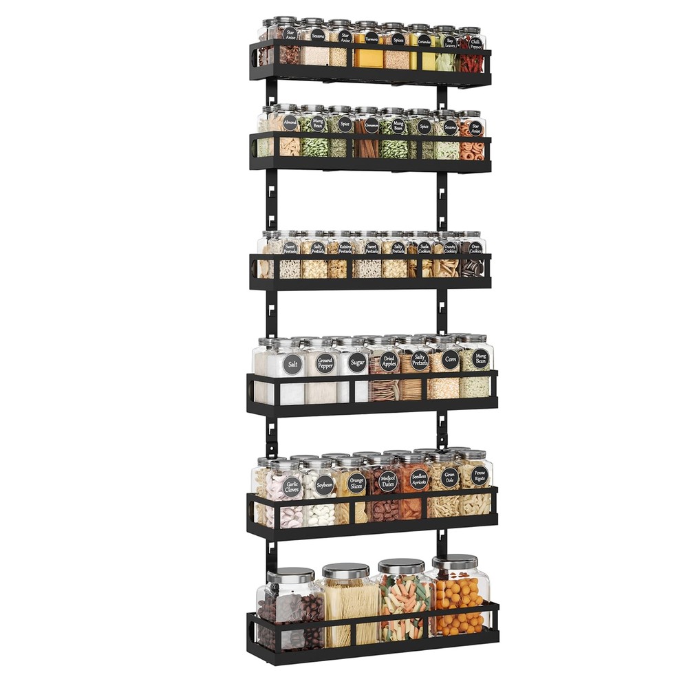 X-cosrack 6-Tier Wall-Mounted Spice Rack Organizer with Mixed 6x 4.6