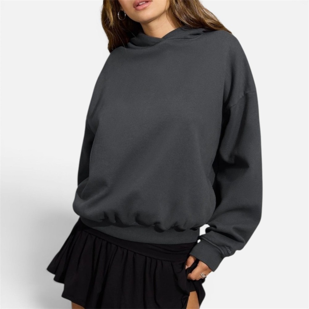 Garage Dark Grey Fleece Hoodie S/M Oversized Pullover NWT