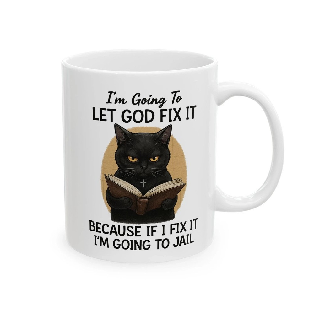 11oz Recyclable Ceramic Black Cat Coffee Mug – 