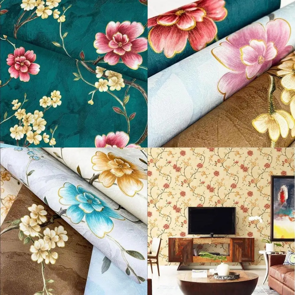 3D Embossed Large Floral Wallpaper for Living Room Bedroom Feature Wall PVC