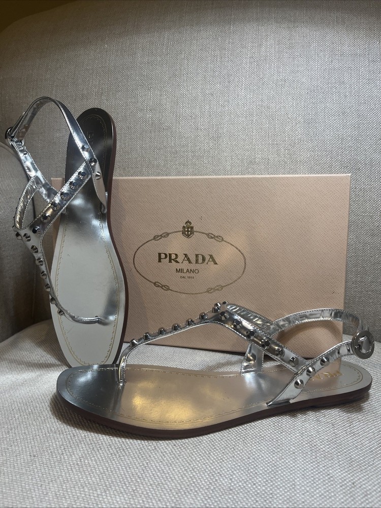 PRADA Calzature Donna Studded T Strap Sandals Women's