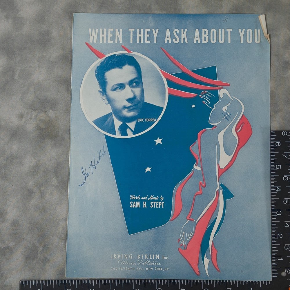 1943 When They Ask About You Sheet Music Eric Correa Cover Sam H Stept Berlin N