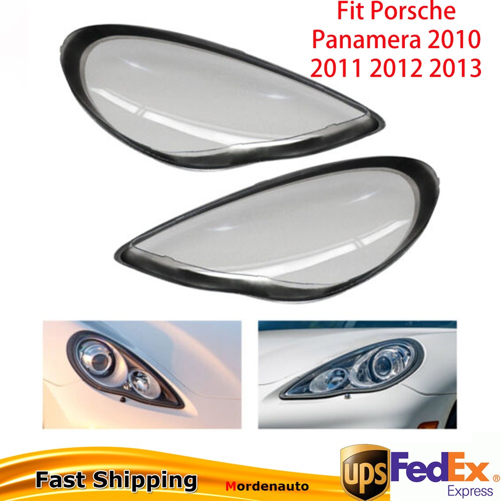 Left Right Headlight Lens Covers Pair Fit Porsche Panamera 2010 2011 2012 2013