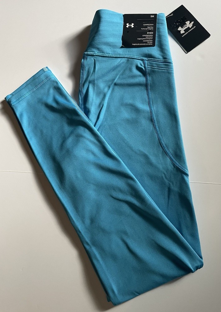UNDER ARMOUR Compression High Rise Leggings Teal Blue Women’s Size Small NEW!!